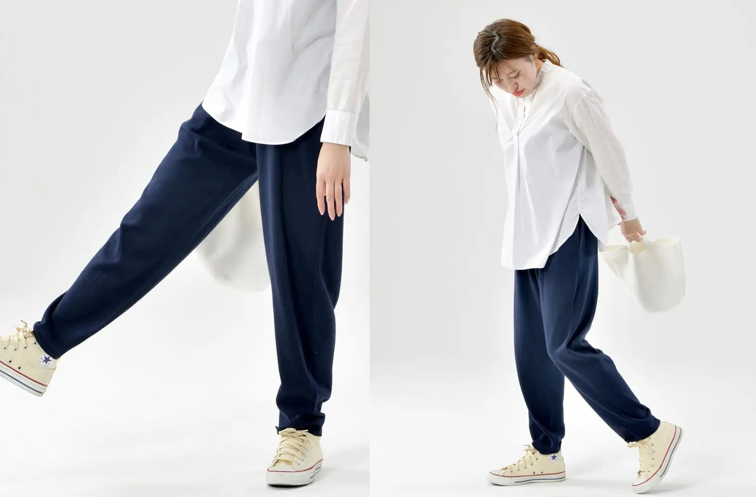 おなかをつつむ のびるニットパンツ レギュラータイプ オーガニックコットン ポケット付き