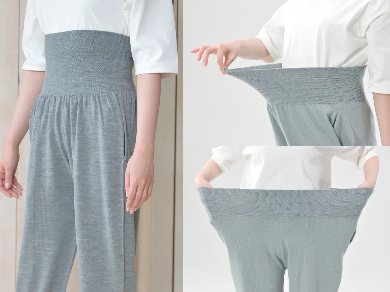 おなかをつつむ のびるニットパンツ レギュラータイプ オーガニックコットン ポケット付き