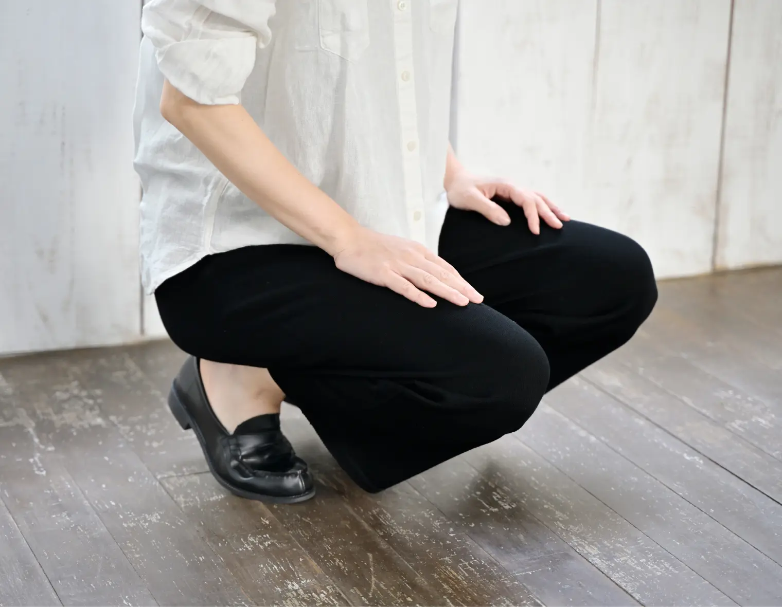 おなかをつつむ / のびるニットパンツ ワイドタイプ