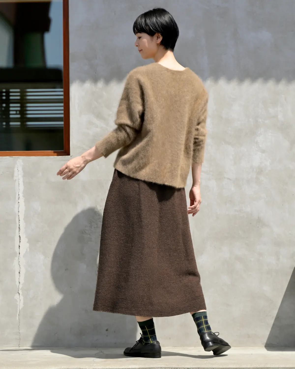 おなかをつつむ のびるニットロングスカート あったかウール