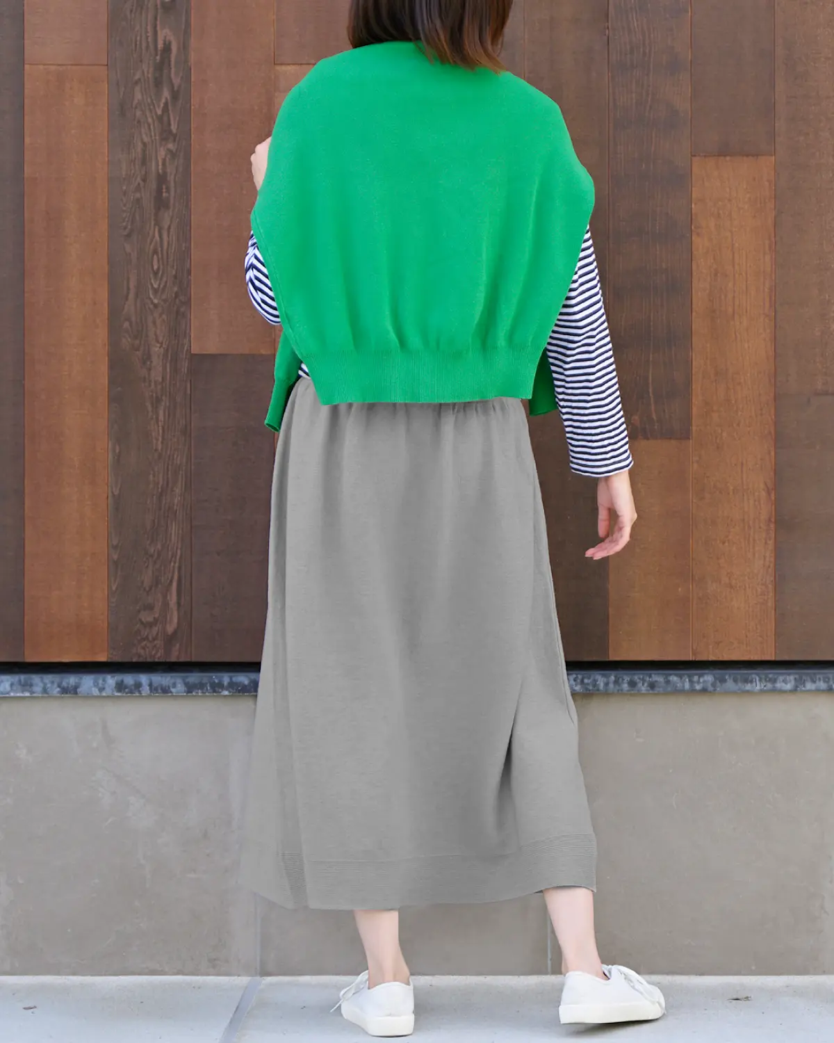 おなかをつつむ のびるニットロングスカート 麻